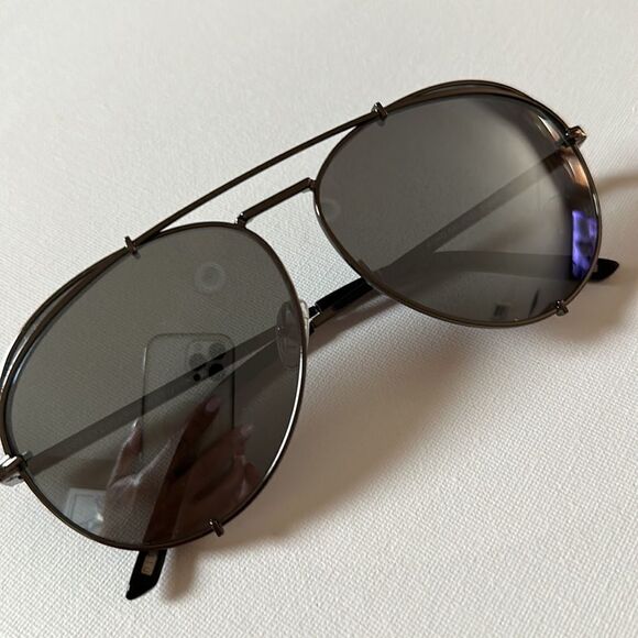 DIFF Eyewear Aviator Pilot Shape Sunglasses Gunmetal with Gray Mirror lens - Picture 10 of 13